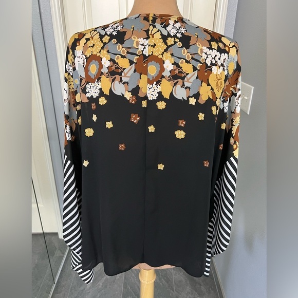 Bob Mackie Wearable Art Striped Floral‎ Kimono Cardigan - Picture 5 of 9